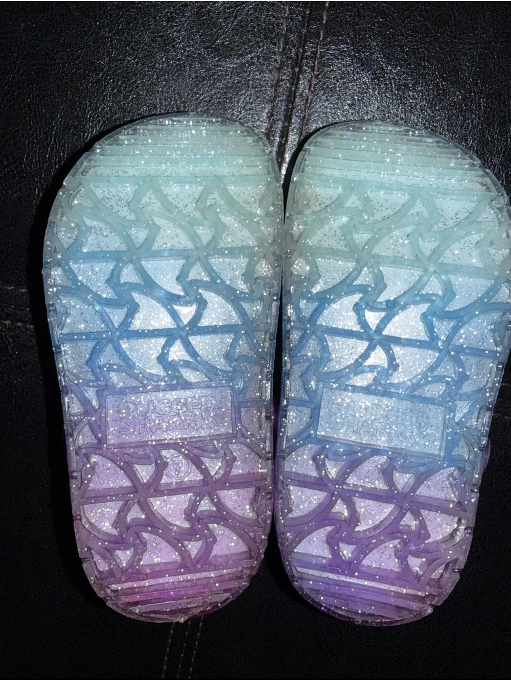 Rugged Shark Sparkle Ombre Kids Clogs with Pink Strap